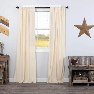 Tobacco Cloth Natural Panel Curtain Fringed Set of 2 84x40 VHC Brands - The Fox Decor